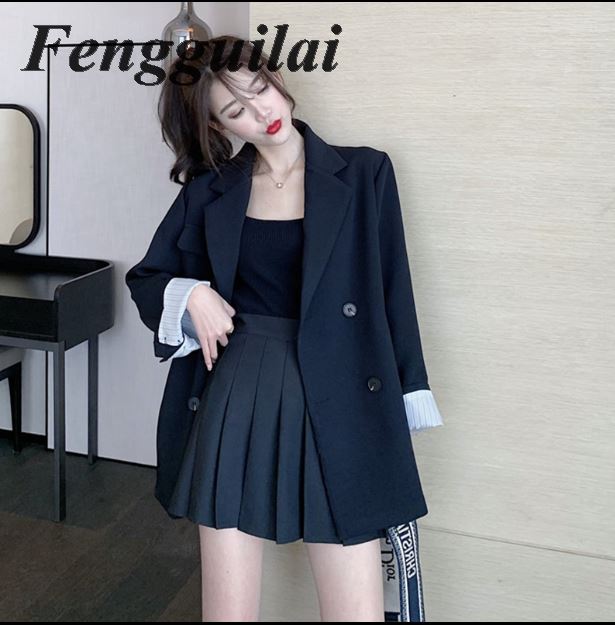 Two Piece Set Lady Casual Blazer + Mini Skirt Clothing Set Women Spring Autumn 2020 New Female Office OL Outfits Workwear