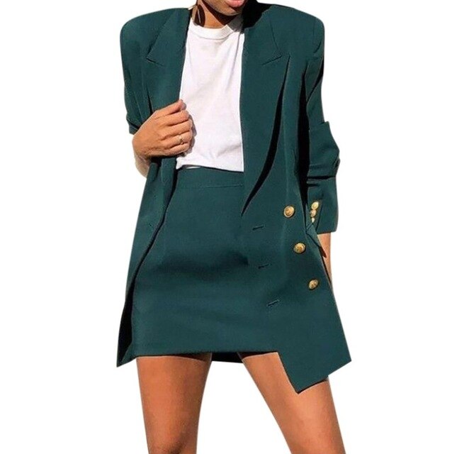 Two Piece Set Lady Casual Blazer + Mini Skirt Clothing Set Women Spring Autumn 2020 New Female Office OL Outfits Workwear