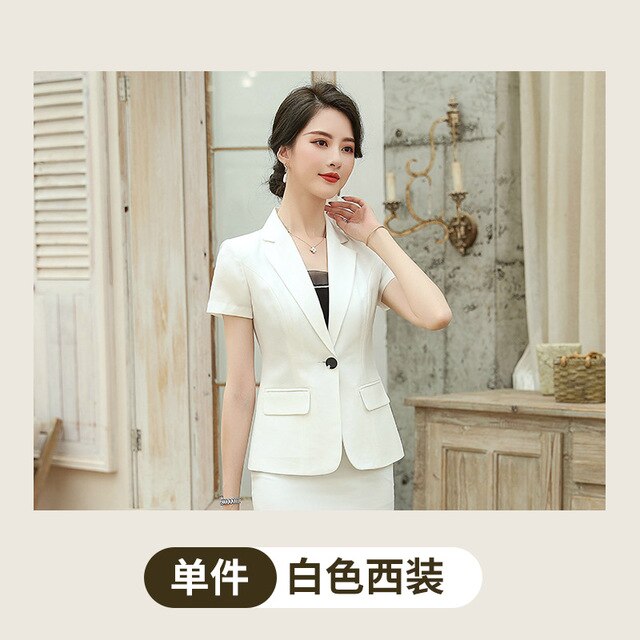 Casual women's skirt suit feminine interview clothing Summer 2020 hotel front desk overalls Office Slim Skirt Two-piece
