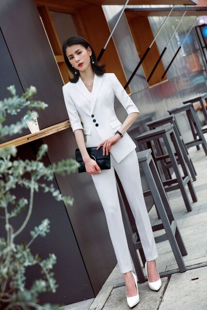 Hot Formal Elegant Uniform Styles Blazers Suits Two Piece with Tops and Skirt for Ladies Office Work Wear Jacket Sets Clothings