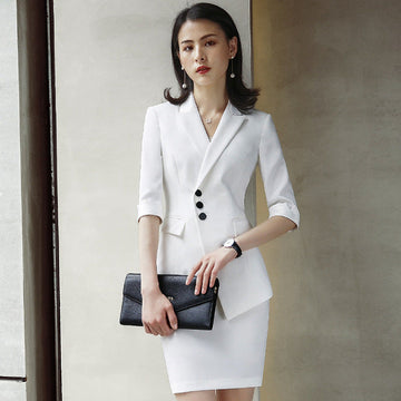 Hot Formal Elegant Uniform Styles Blazers Suits Two Piece with Tops and Skirt for Ladies Office Work Wear Jacket Sets Clothings