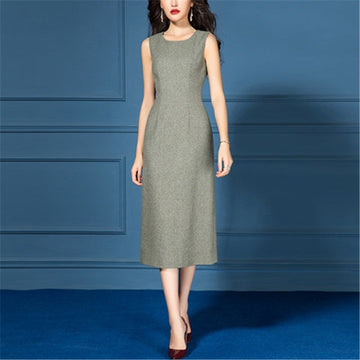 Autumn Winter Wool Women Suit Clothing 2 Two Piece Set Long Sleeve Vintage Jacket Elegant Dress Offce Lady Work Female
