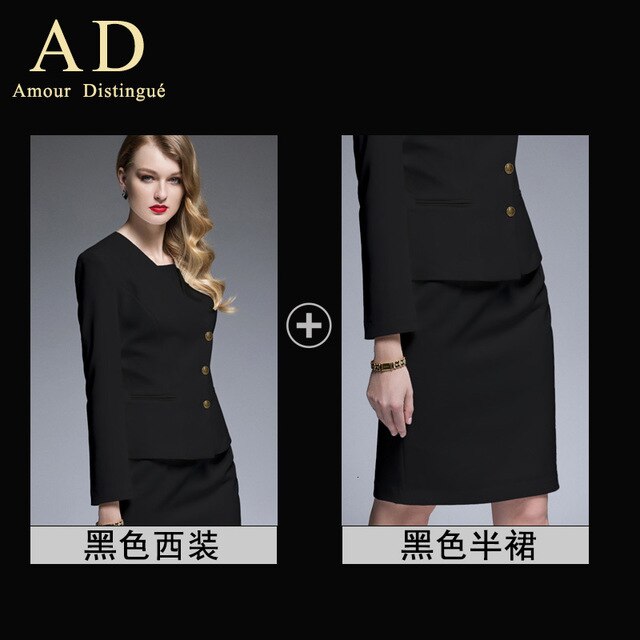 Dress Suit 2 Two Piece Set Elegant Long Sleeve Blazer Coat High Quality Office Lady Formal Work Wear Outfits Uniform Clothing