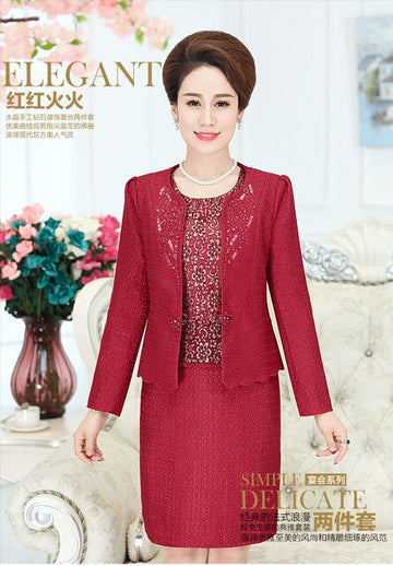 Women's Bodycon Pencil Dress Suits Jacket 2 Piece Set Office Ladies Wear Autumn Winter Formal Wedding Guest Clothing Plus Size