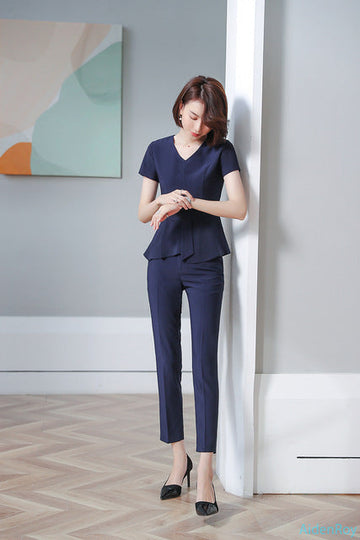 Elegant Women Blazer Skirts Women's 2-piece Skirt Suit Set Clothing Formal Short Sleeve Blazer and Jackets Office Ladies OL Set