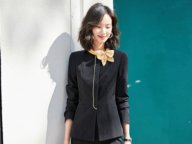 Black Red Formal Skirt Suits Women Business Work Jacket  Set Fashion Blazer Office Lady OL Female Clothing Sleeve 2 Piece Set