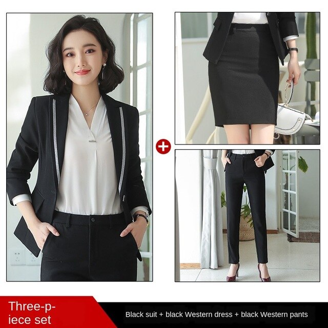 Business Clothing Women Suit Fashion High Quality Long Sleeve Temperament Suit Women Fashion Trousers Suit Work Two-piece Suit