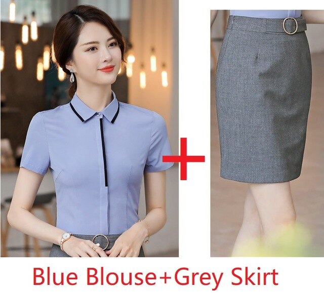 Two Piece Sets With Skirt and Blouses For Business Women Work Wear Suits Formal OL Styles Office 2019 Spring Summer Clothing Set